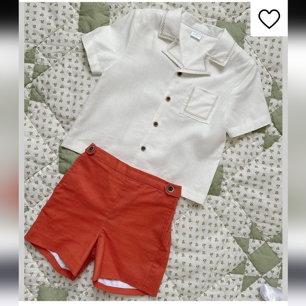 Edgehill Collection Little Boys Arlo Camp Collar Short Sleeve Woven & Shorts Set - Picture 3 of 11